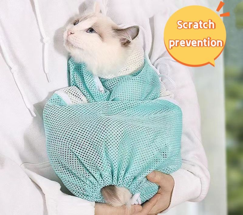 All-in-One Cat Grooming & Bathing Bag - Anti-Scratch Mesh Design