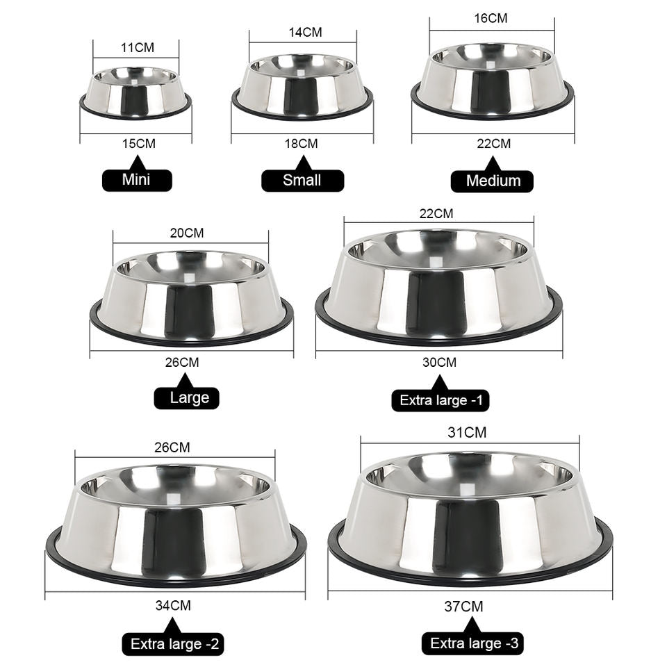 Classic Non-Slip Stainless Steel Pet Bowl - Durable & Easy to Clean