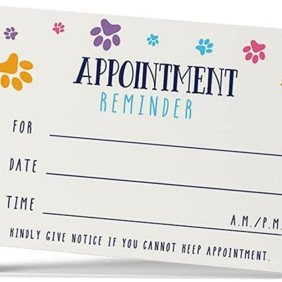 Professional Pet Grooming Client Record Cards - 5x8" Paw Print Design (100 Pack)