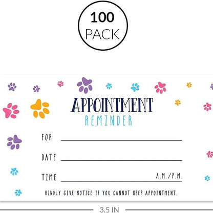Professional Pet Grooming Client Record Cards - 5x8" Paw Print Design (100 Pack)