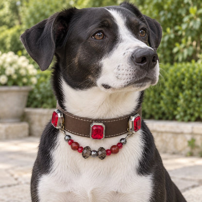 Red gem pet collar — pet wearing illustration