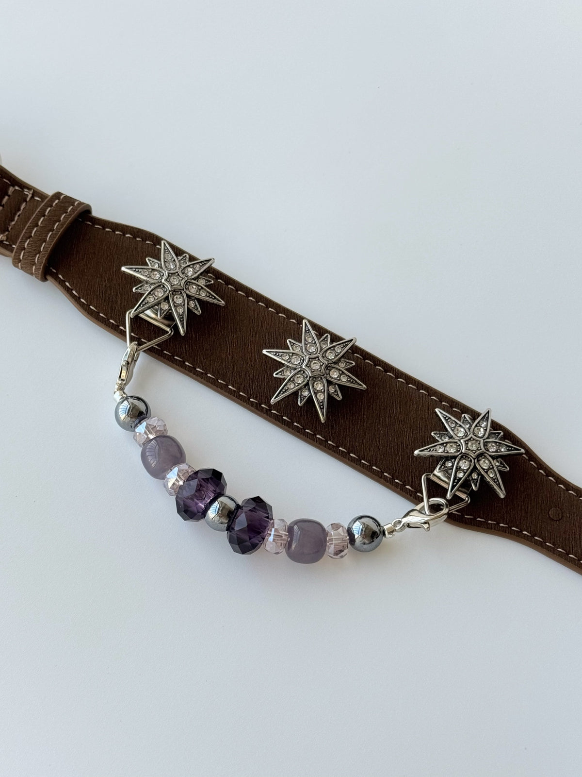 Violet Star pet collar with purple beads and silver-tone star accents — product detail